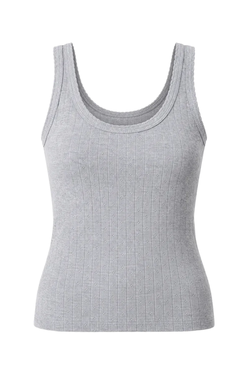Pointelle Tank - Grey