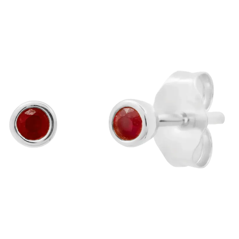 Ruby Bezel Set Studs