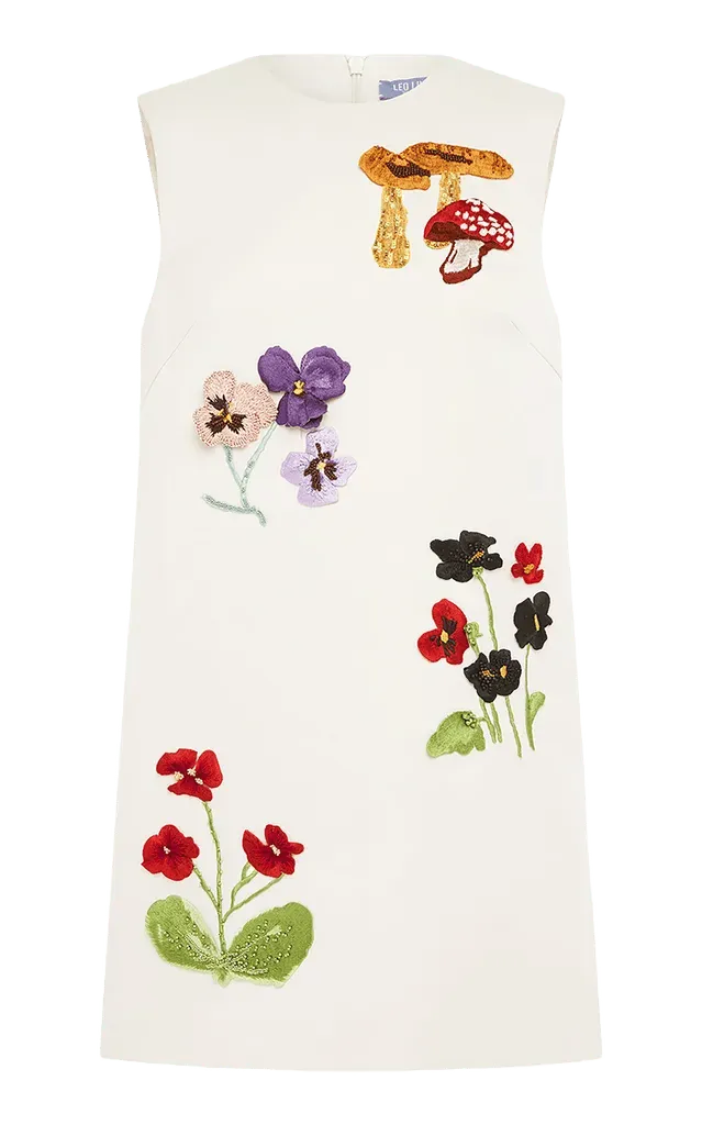 Yvonne Embroidered Satin MIni Dress