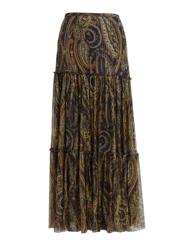 Long Silk Paisley Skirt