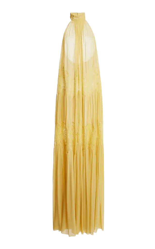 Halter Top Silk Maxi Dress