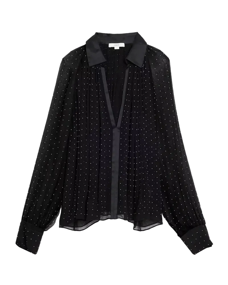 Heat-Set Dot Sheer Gathered Blouse