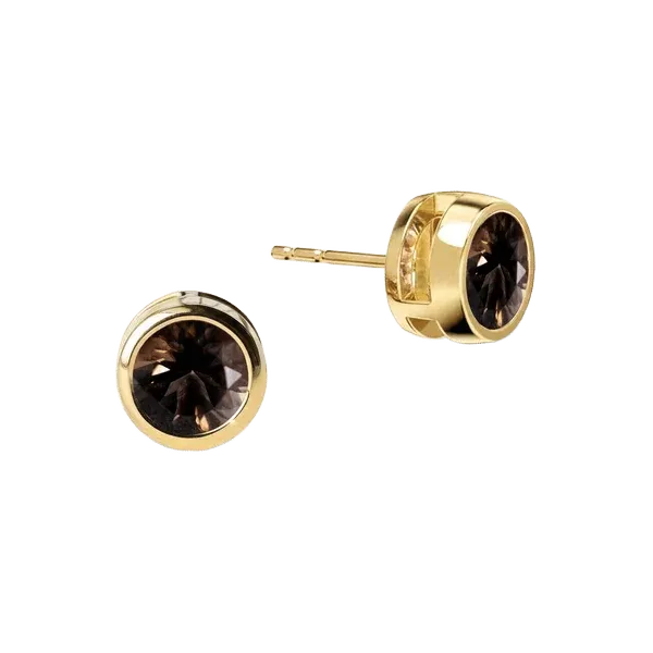 Jamestown Smoky Quartz Stud Earrings in 14k Gold (November)
