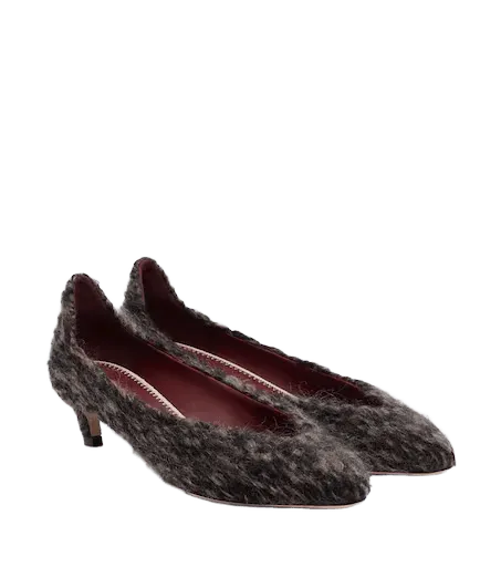 Knitted leather-lined pumps