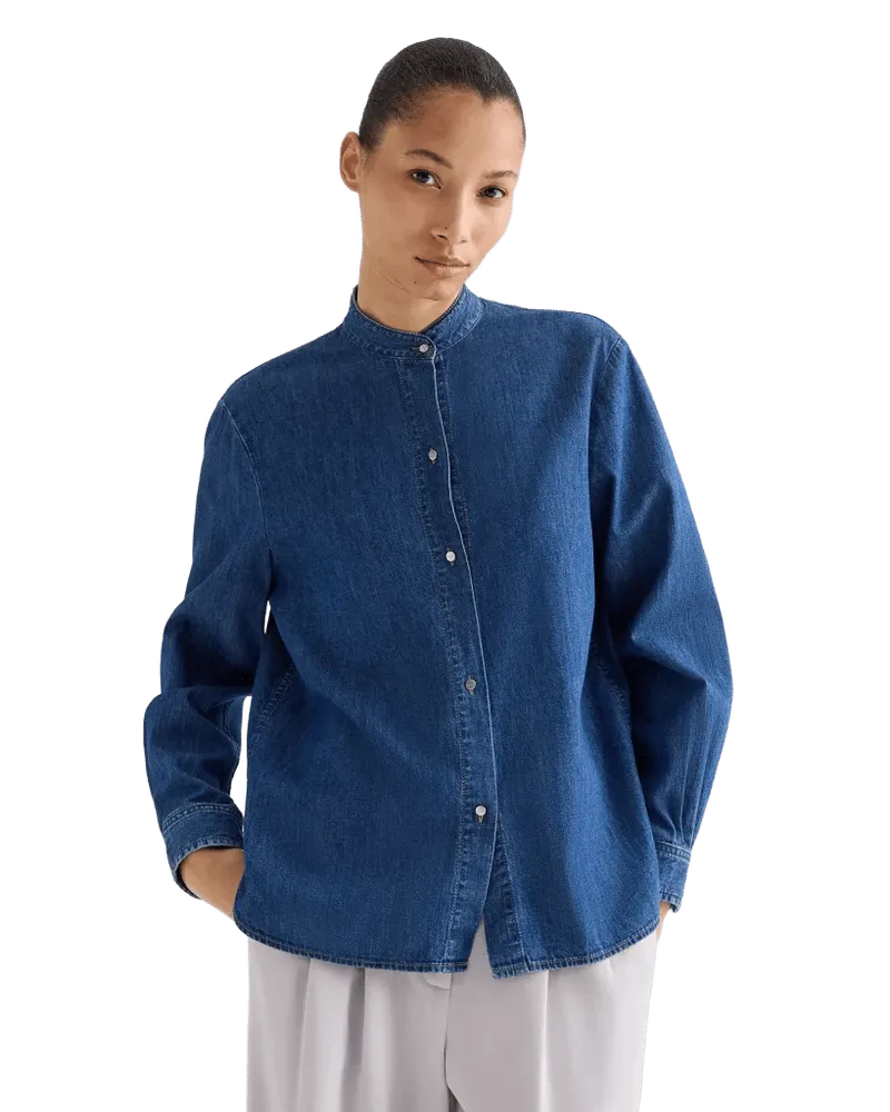 Tied Down Top in Denim Shirting