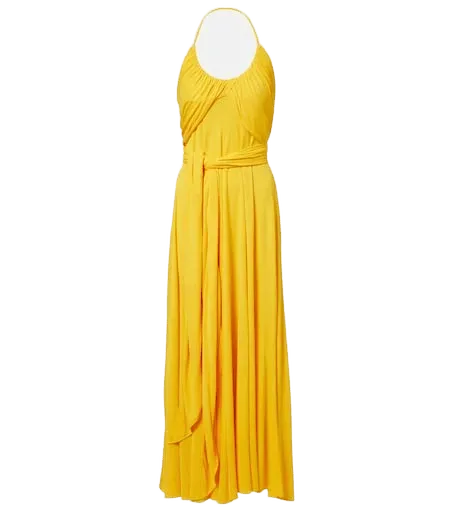 Draped halterneck jersey maxi dress