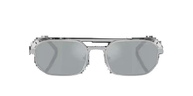 Prada Eyewear SPRD53C055E1BC Logo Rectangle Frame Sunglasses — Chrome