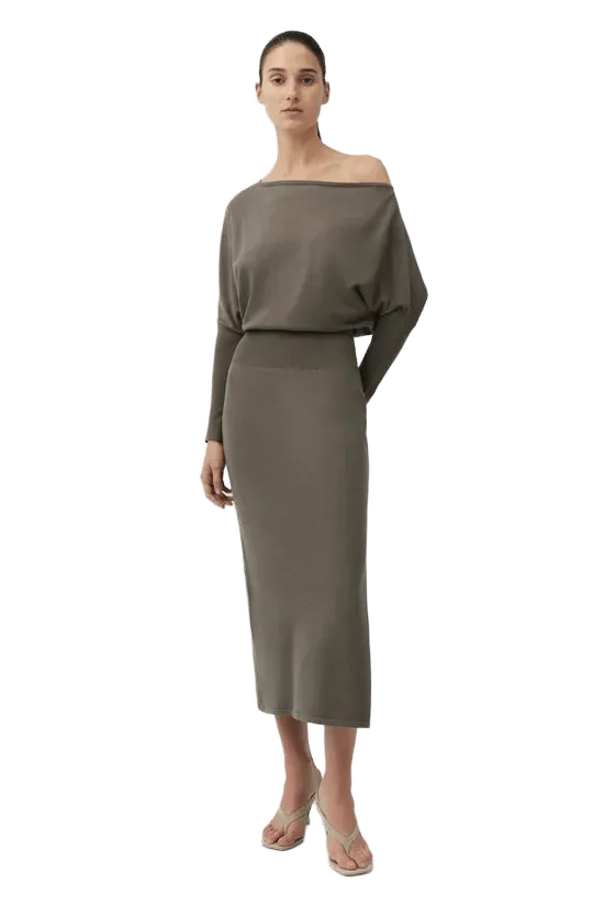 Janese Off Shoulder Knit Midi Dress