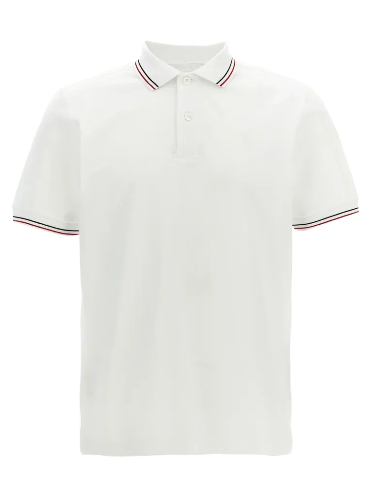 Prada Tipped Cotton Polo — White
