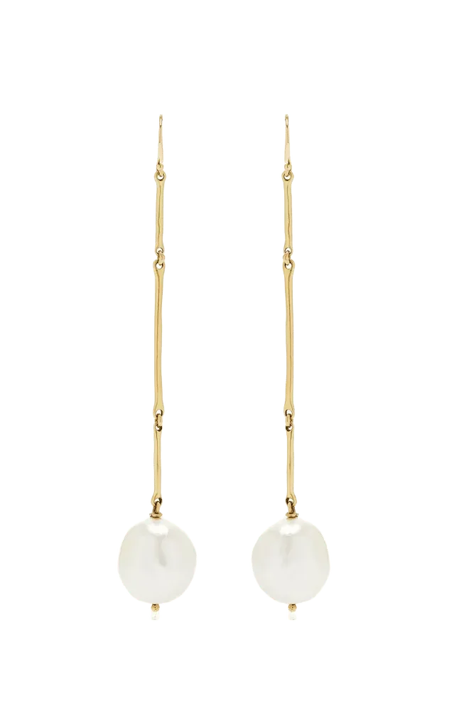 18k Green Gold South Sea Pearl Shoulder Duster Earring