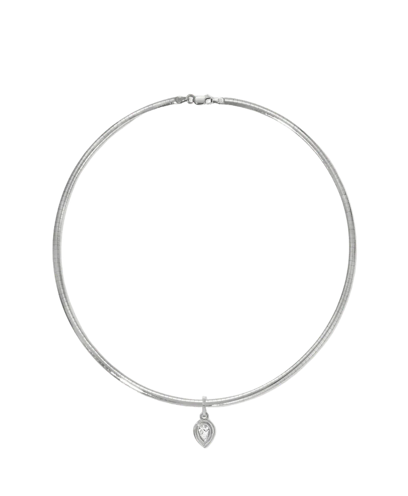 Groovy Diamond Pear Hinged Charm on Omega Chain in Sterling Silver