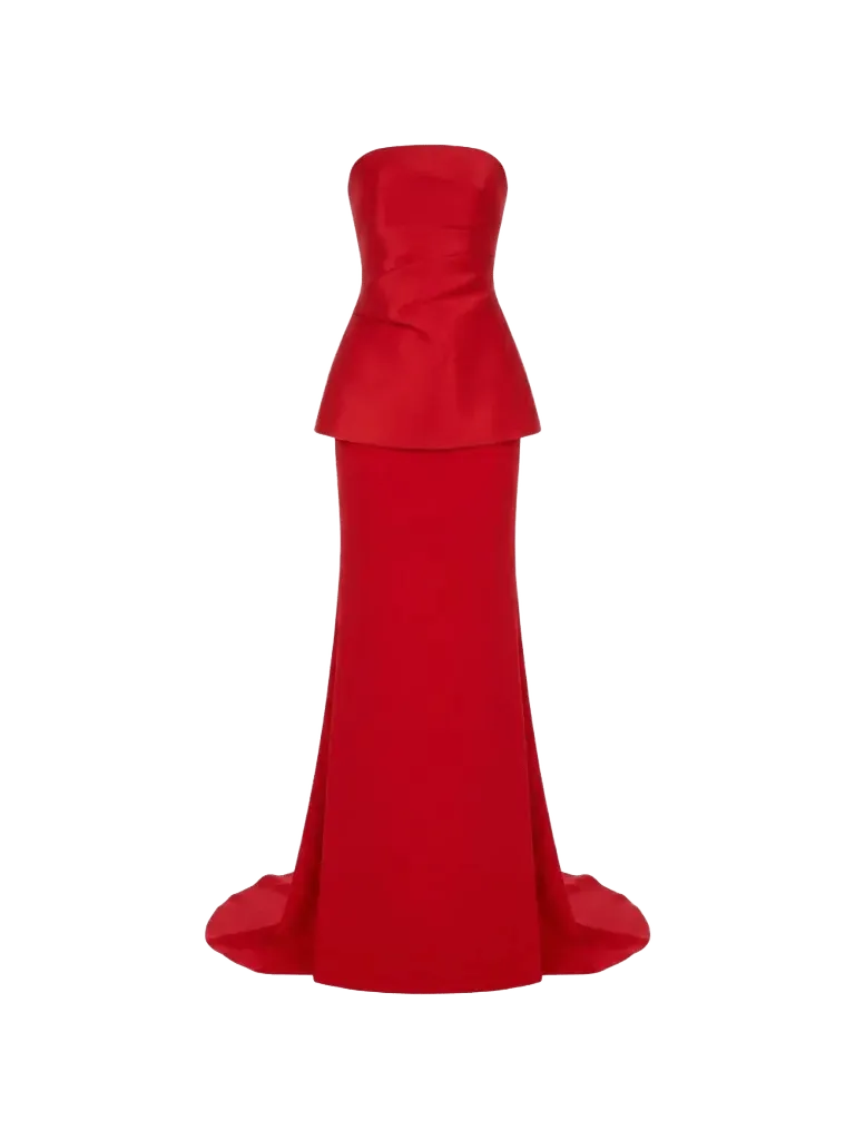 Solace London strapless peplum-waist maxi dress