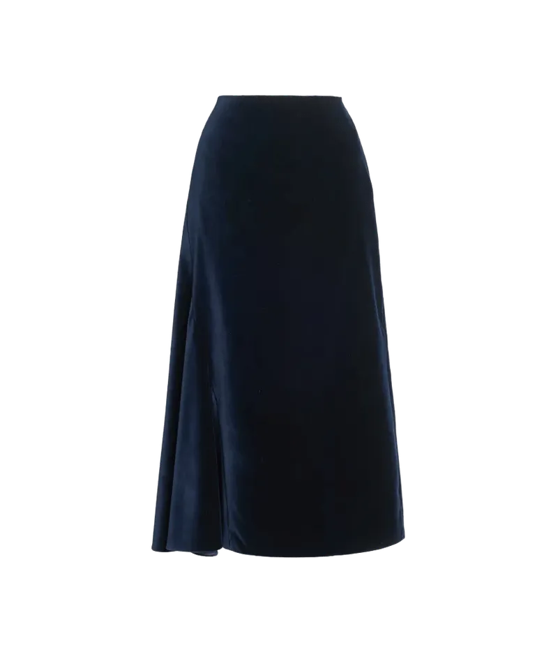 Velvet Draped Midi Skirt