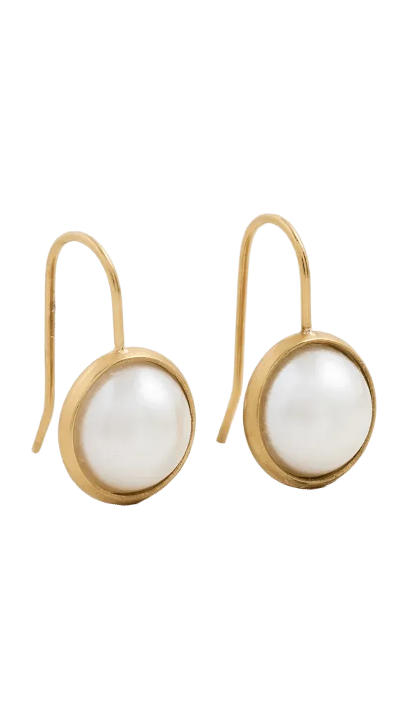 Bezel Pearl French Hook Earrings