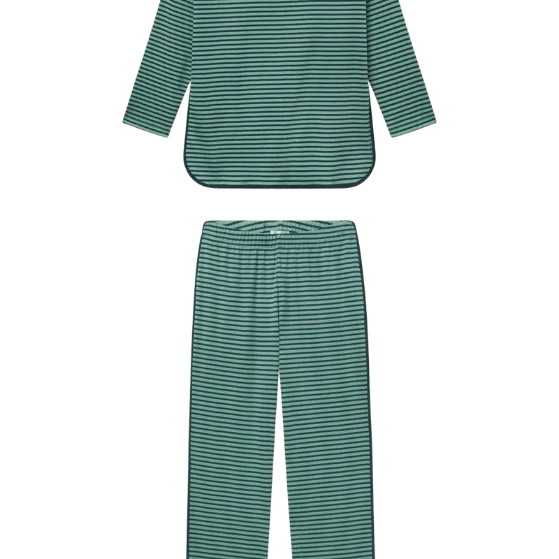 Pima Long-Long Set in Dark Sea Bicolor Voyager Stripe