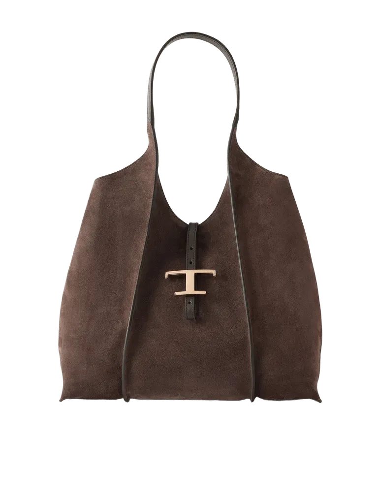 T Timeless medium suede shoulder bag