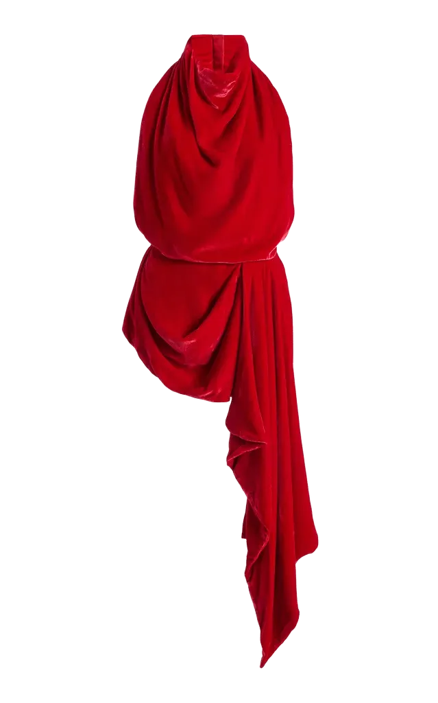 Open-Back Draped Velvet Top