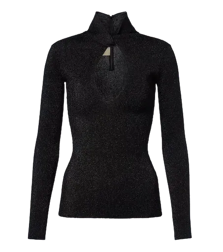 Cut-out lamé sweater