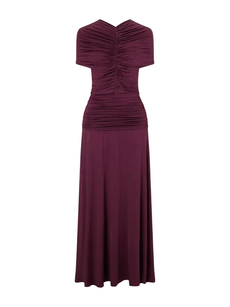 Gathered jersey maxi dress