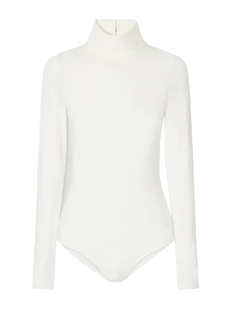 Stretch-jersey mock-neck bodysuit