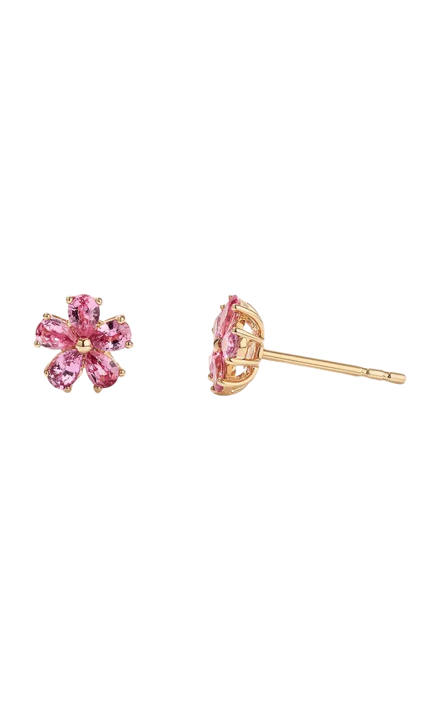 14k Yellow Gold Pink Garden Party Stud Earrings