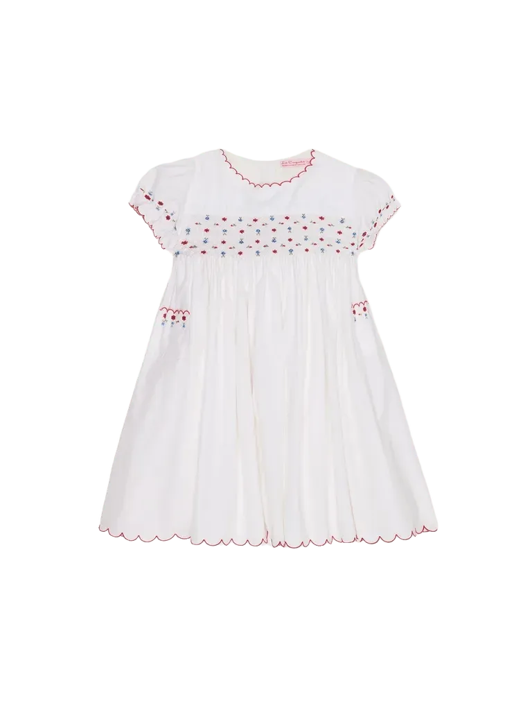 White Delilah Hand-Smocked Girl Dress