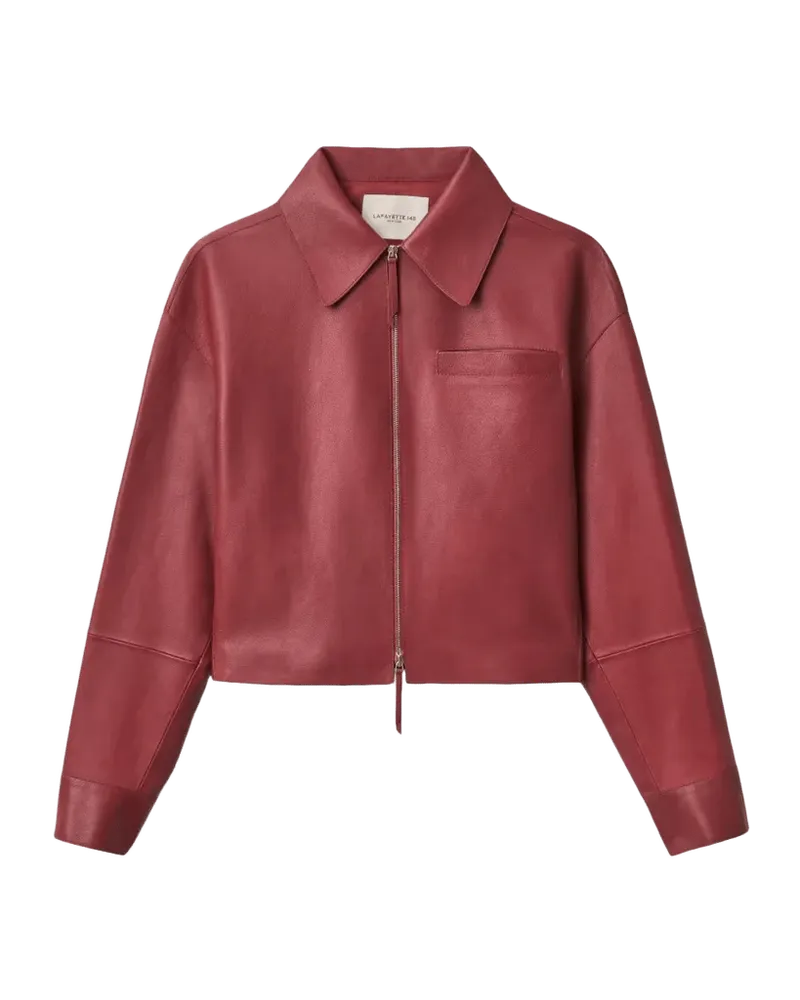 Boxy Zip-Front Leather Jacket