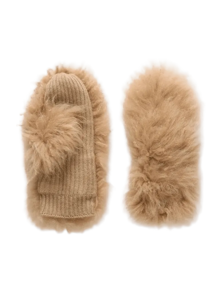 Shearling wool and cashmere-blend gloves