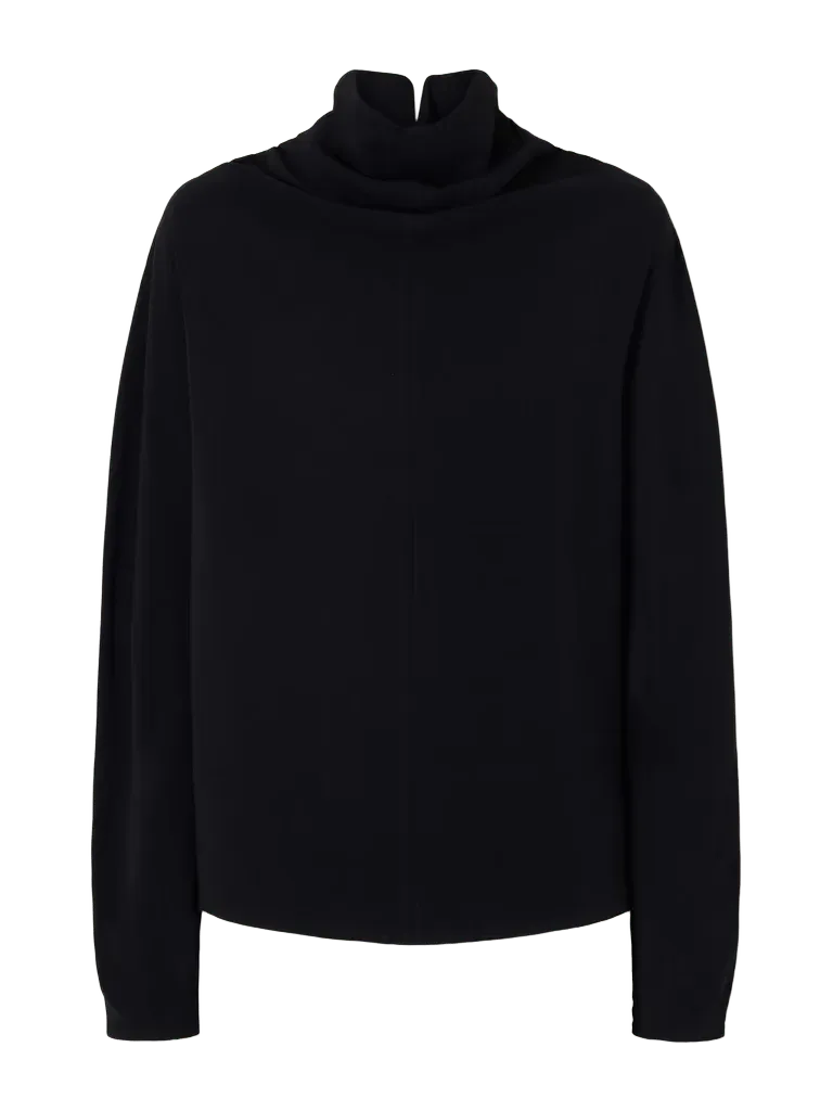 Draped tie-detailed satin blouse