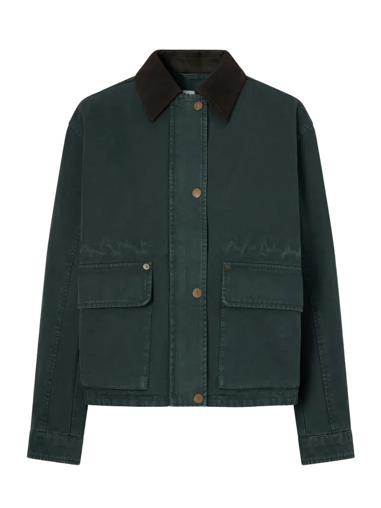 Suede-trimmed duck cotton-canvas jacket
