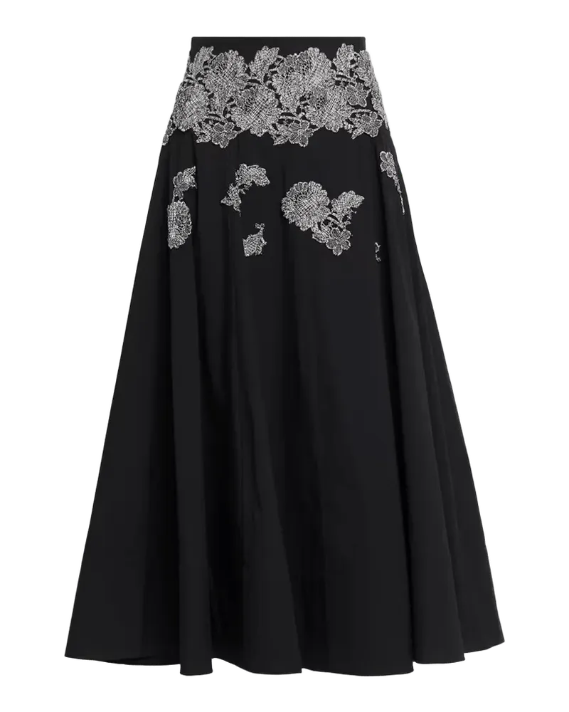 Macrame Lace Embroidered Cotton Midi Skirt