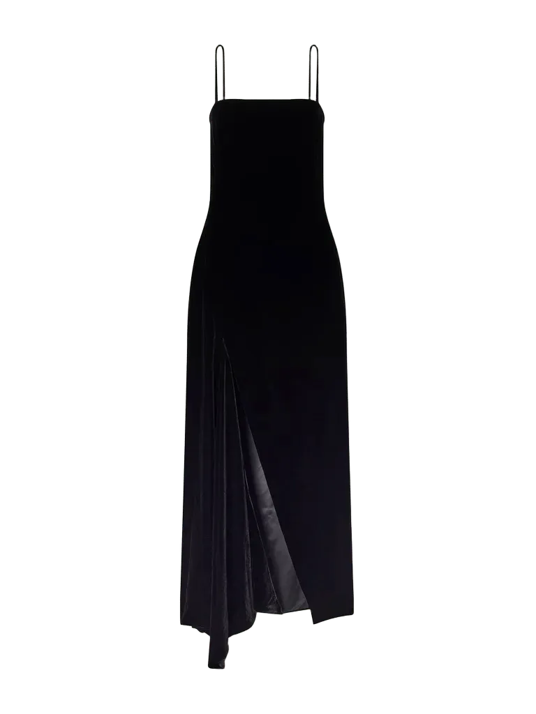 Asymmetric velvet gown