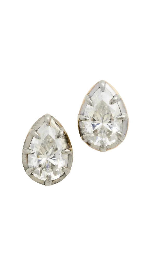 Pear Georgian Cut Lab Grown Studs