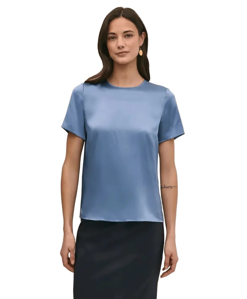 Short-Sleeve Top in Washable Silk Charmeuse