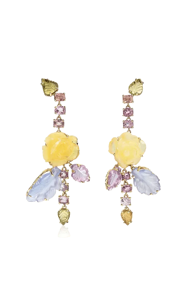 14K Yellow Gold Multi-Stone Bloom Earrings