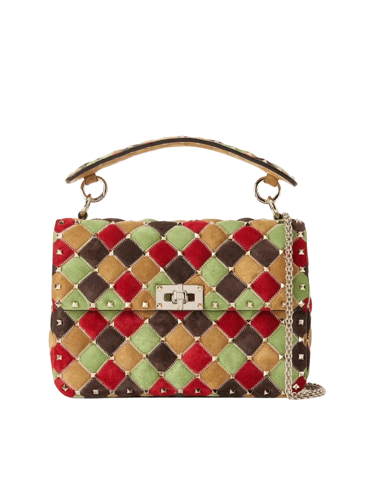 Rockstud Spike studded suede shoulder bag - multi - One Size