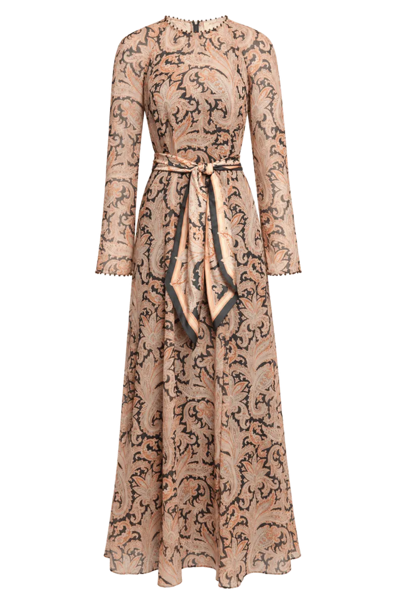 Valiant Print Long Sleeve Maxi Dress