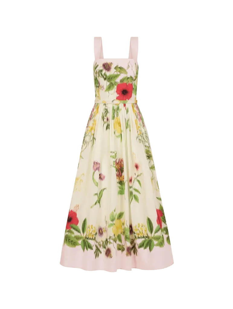 Dominican Mixed-Floral Cotton Poplin Dress