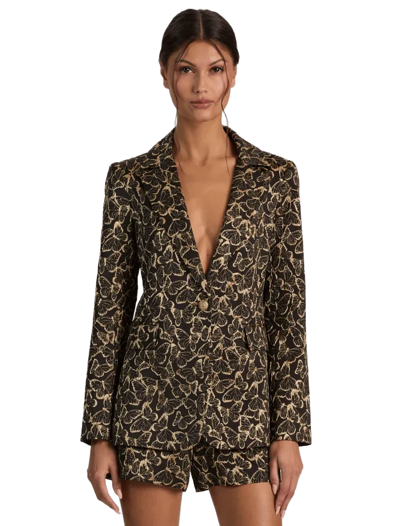 MACEY FITTED BLAZER - BLACK/GOLD