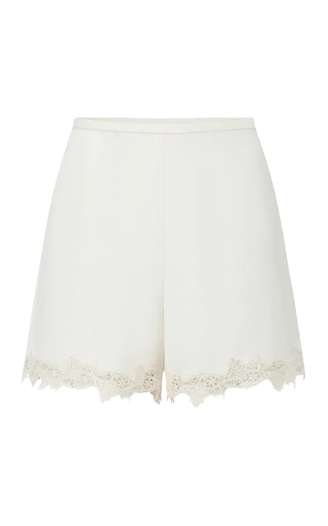 Heavy Silk Lace Paneled Silk Shorts