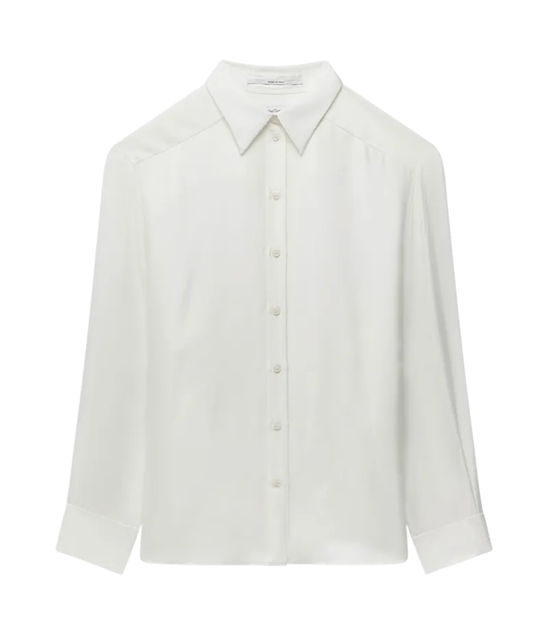 Silk Pleat Back Shirt | Off White