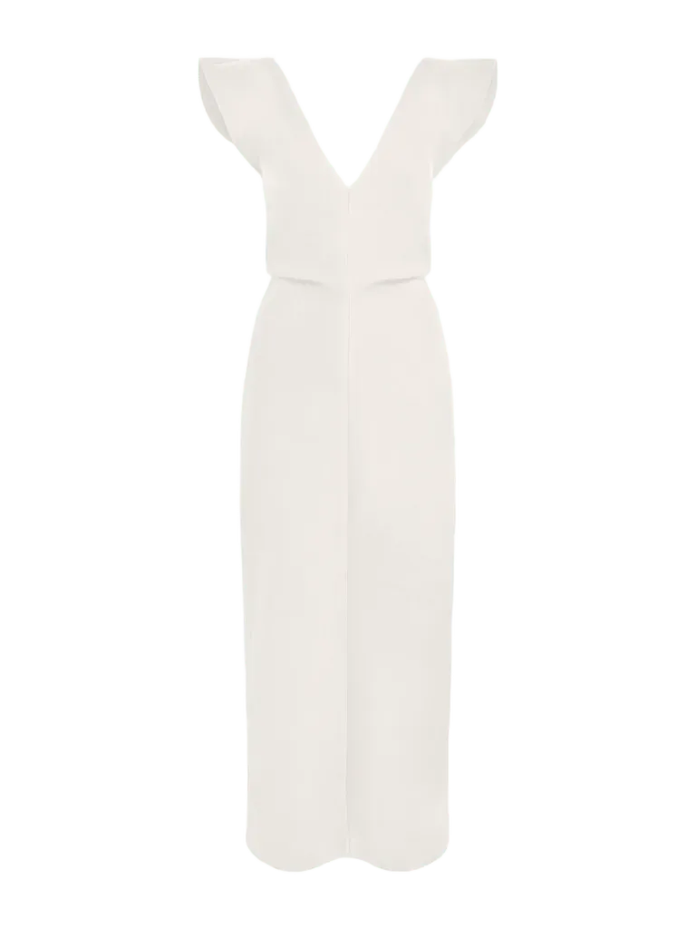 Mariam Dress in Wool Scuba - Off White