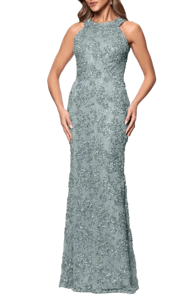 Sequin Soutache Sleeveless Sheath Gown