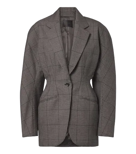 Checked oversized wool jacket