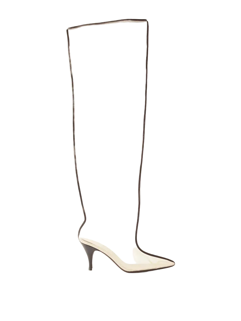 Drawing a Blank 80 mesh over-the-knee boots