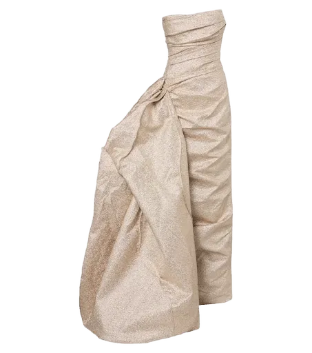 Gathered lamé corset gown