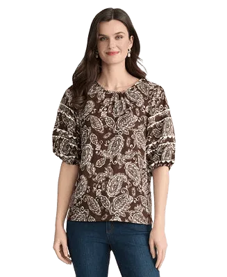 jones new york womens printed crewneck top