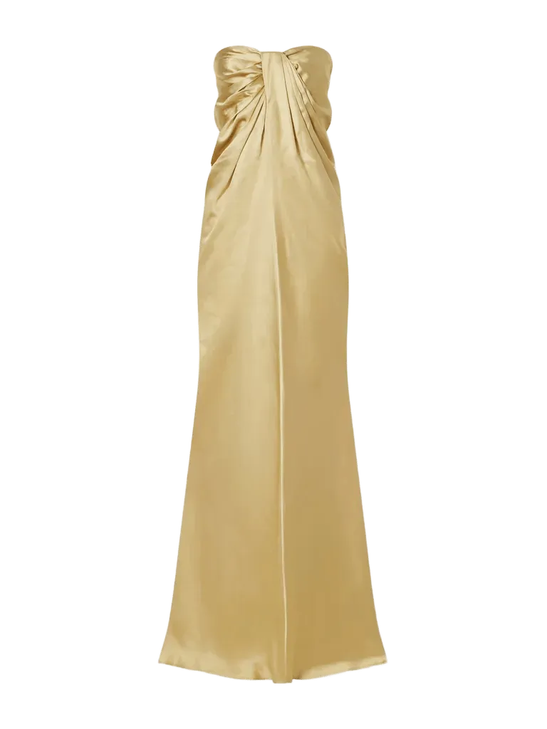 Zenaida strapless draped satin gown