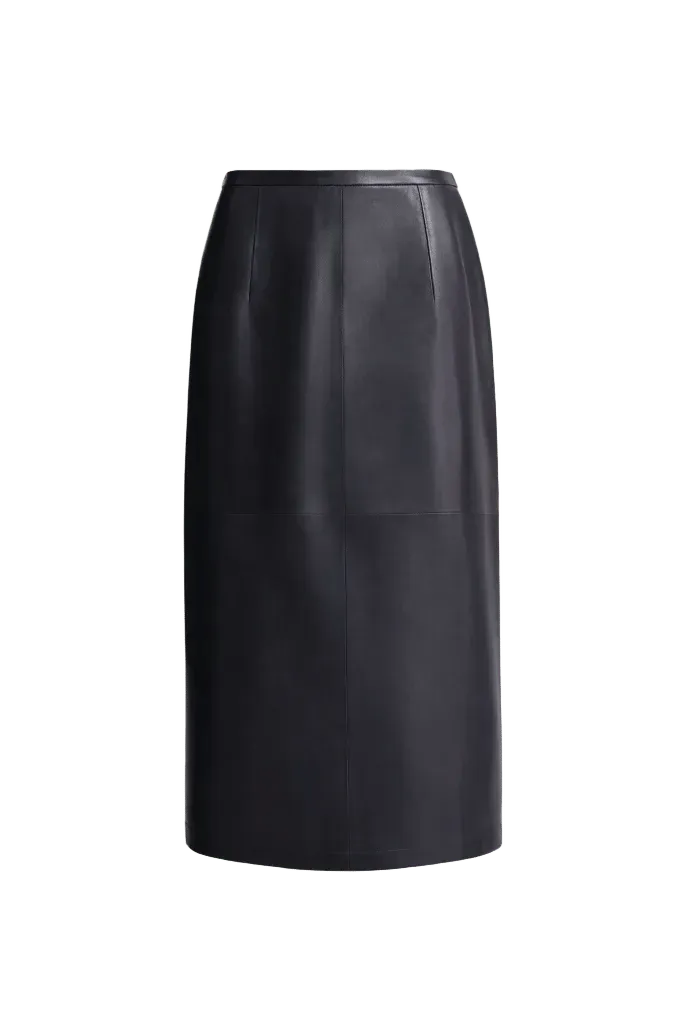 Alana Relaxed Leather Midi Skirt