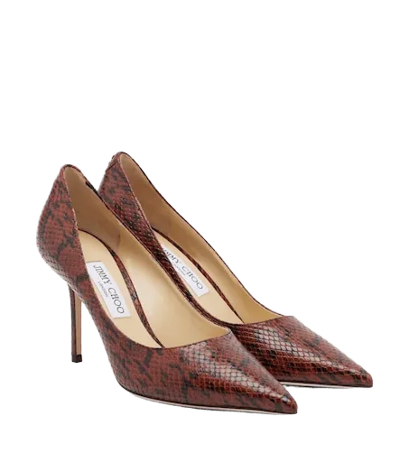 Love snake-effect leather pumps